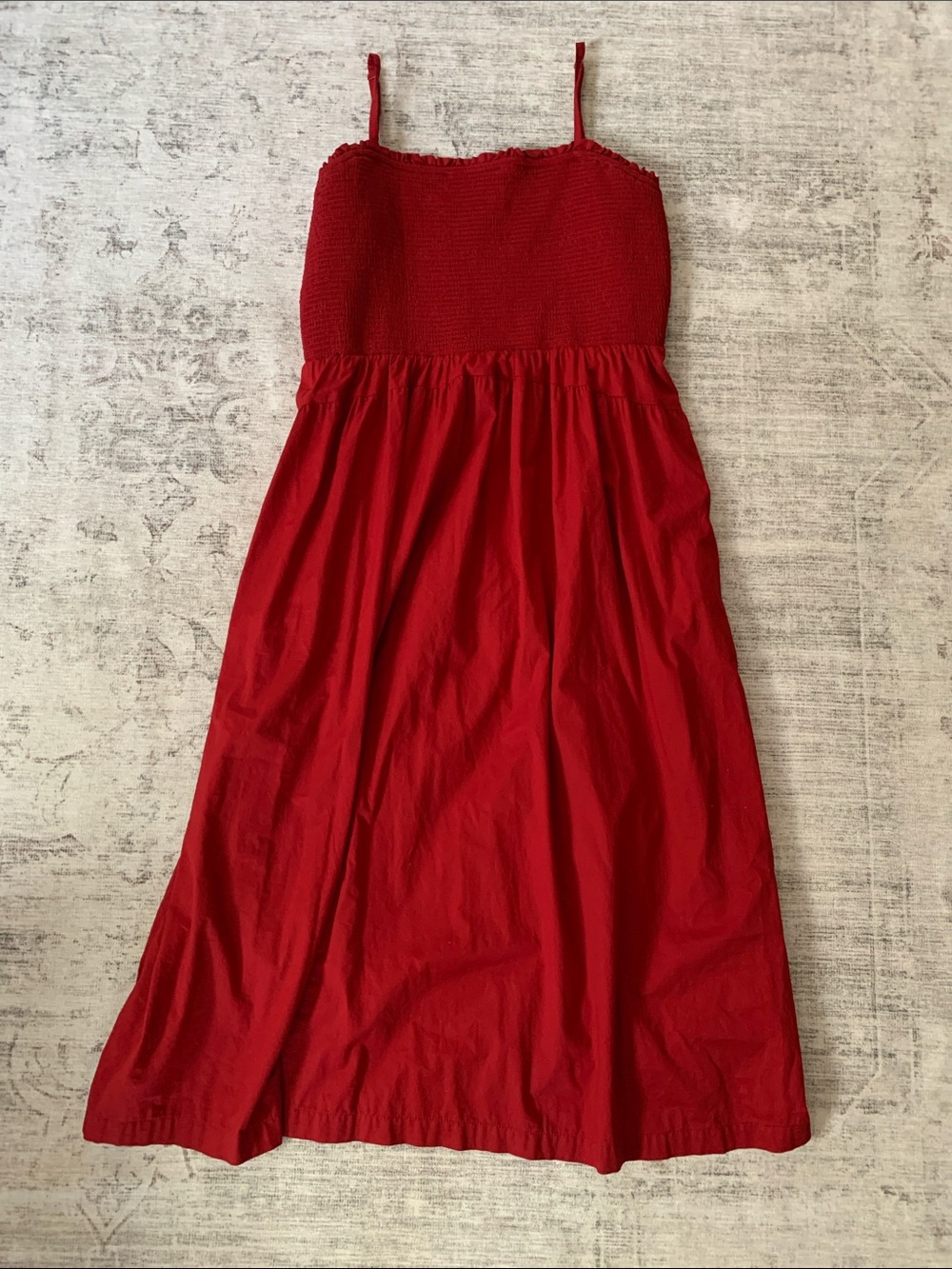 Old Navy Red Smocked Maxi Dress with Ruffle Trim